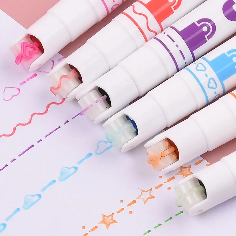 6Pcs/set Cute Star Stamp Highlighter Color Marker DIY Hand Account Painting  Writing Pen Office Stationery Drawing Supplies - AliExpress