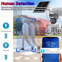 Caméra IP solaire à double objectif 12MP, trois écrans, 4G, 6K, webcam de sécurité extérieure, vision nocturne PIR, caméra de surveillance domestique étanche, suivi automatique, alarme et vision nocturne couleur, caméra étanche IP66, caméra de surveillance 4G alimentée par batterie rechargeable 5