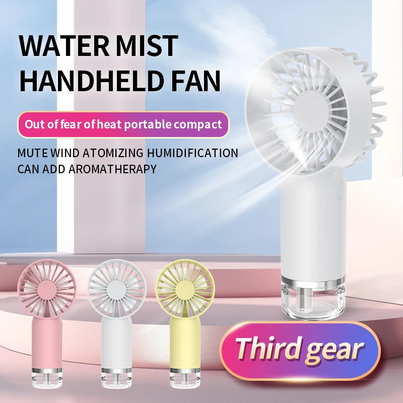 

2024 New Mini Air Conditioner Handheld Spray Fan Portable Air Cooler 3 Gears Spray Humidification Fan Rechargeable for Outdoor