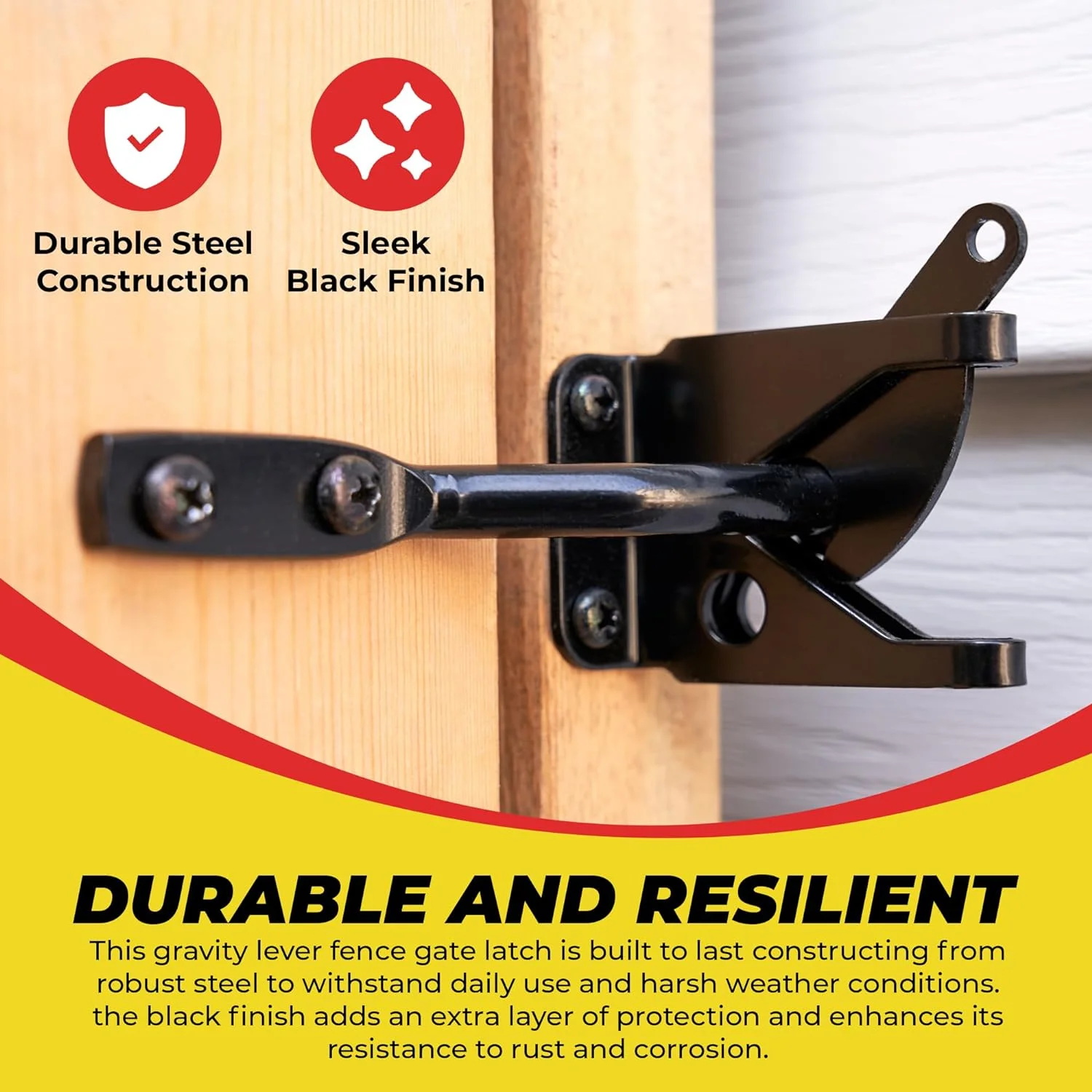 Door Latch 1 Set of Self-Locking Automatic Gravity Lever Fence Latch Hinges for Yard Doors