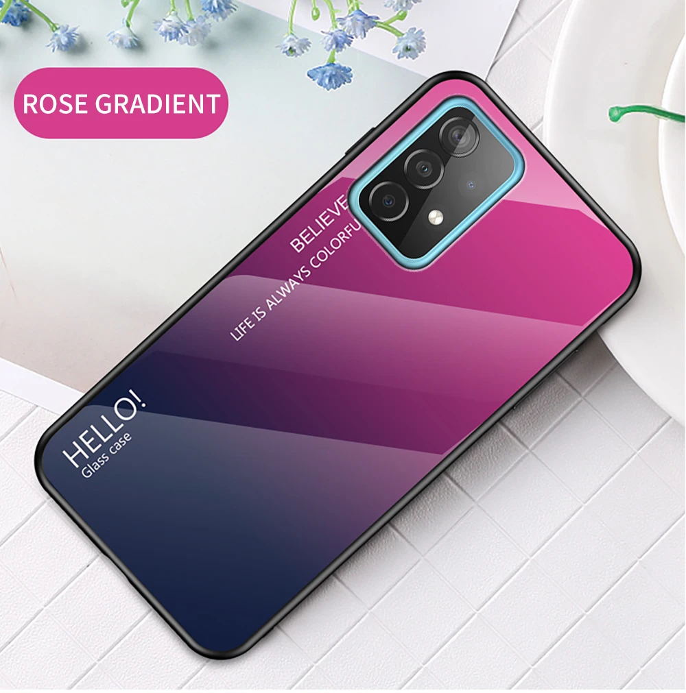 A73 A53 Cover DECLAREYAO Hartglas Coque für Samsung Galaxy A33 A03S A03 Core A03 Hülle Silikonrahmen Slim Tempered Gla_voghion.com