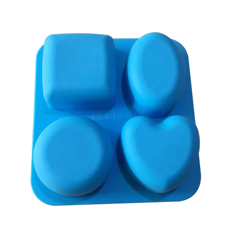 Soap Molds 4 Cavity Round Oval Heart Square Shape Handmade Soap Making Tools silicone mold