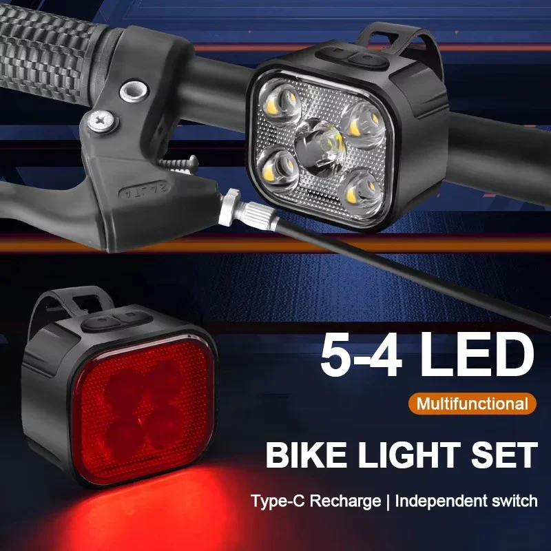 BUCKLOS Bike Light Set Front and Rear Lights Led Bicycle Lamp USB Rechargeable Cycling Flashlight for Road MTB Bicycle Lantern 4