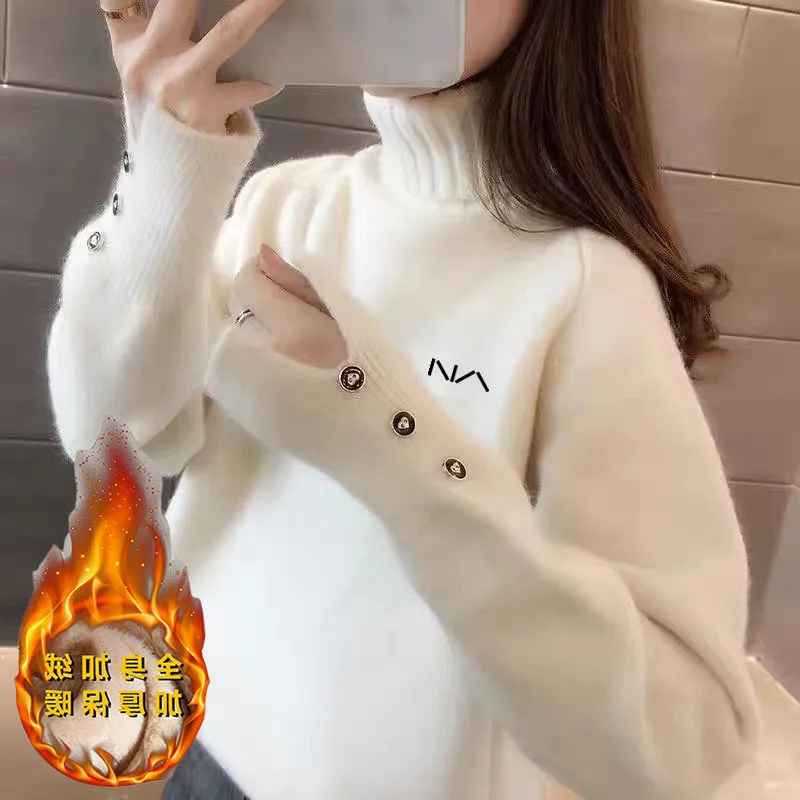 

Women Winter Golf Wear Fashionable and Warm Loose Golf Sweater Thickened High Necked Knitted Bottom Sweater Women's Golf Clothes