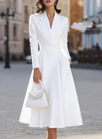 Long Sleeve Holiday Patchwork Chic Maxi Dress Women Autumn V Neck Slim Party Dress Elegant Fashion Ladies Knee Length Dresses - Image 4