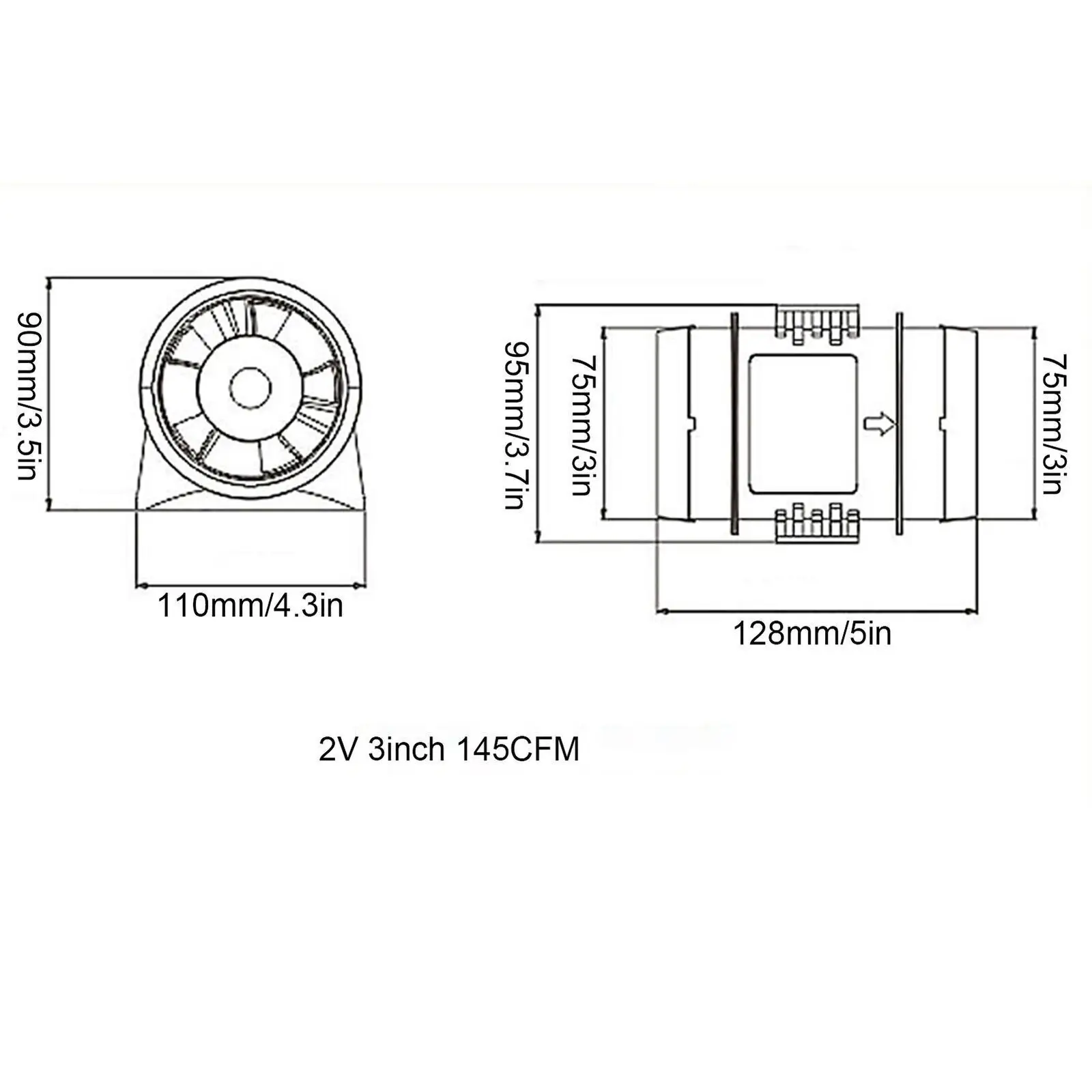 

Fan Exhaust Fan 3'' 145CFM Anti‑corrosion Cabin Ventilation Exhaust Fan For Motorhome Marine Low Current Draw