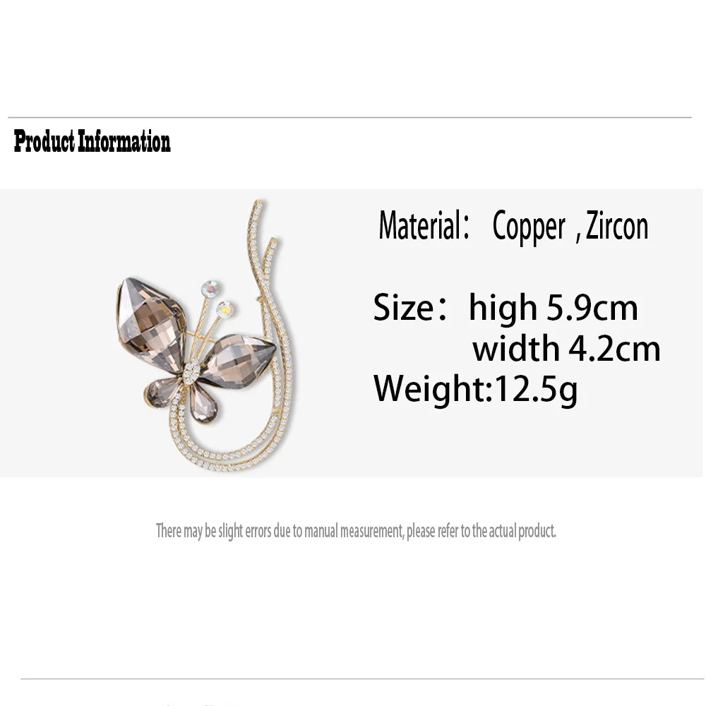 Luxury Crystal Butterfly Brooches For Women Rhinestone Elegant Fashion Animal Brooch Pins Dress Suit Accessories Jewery Gifts