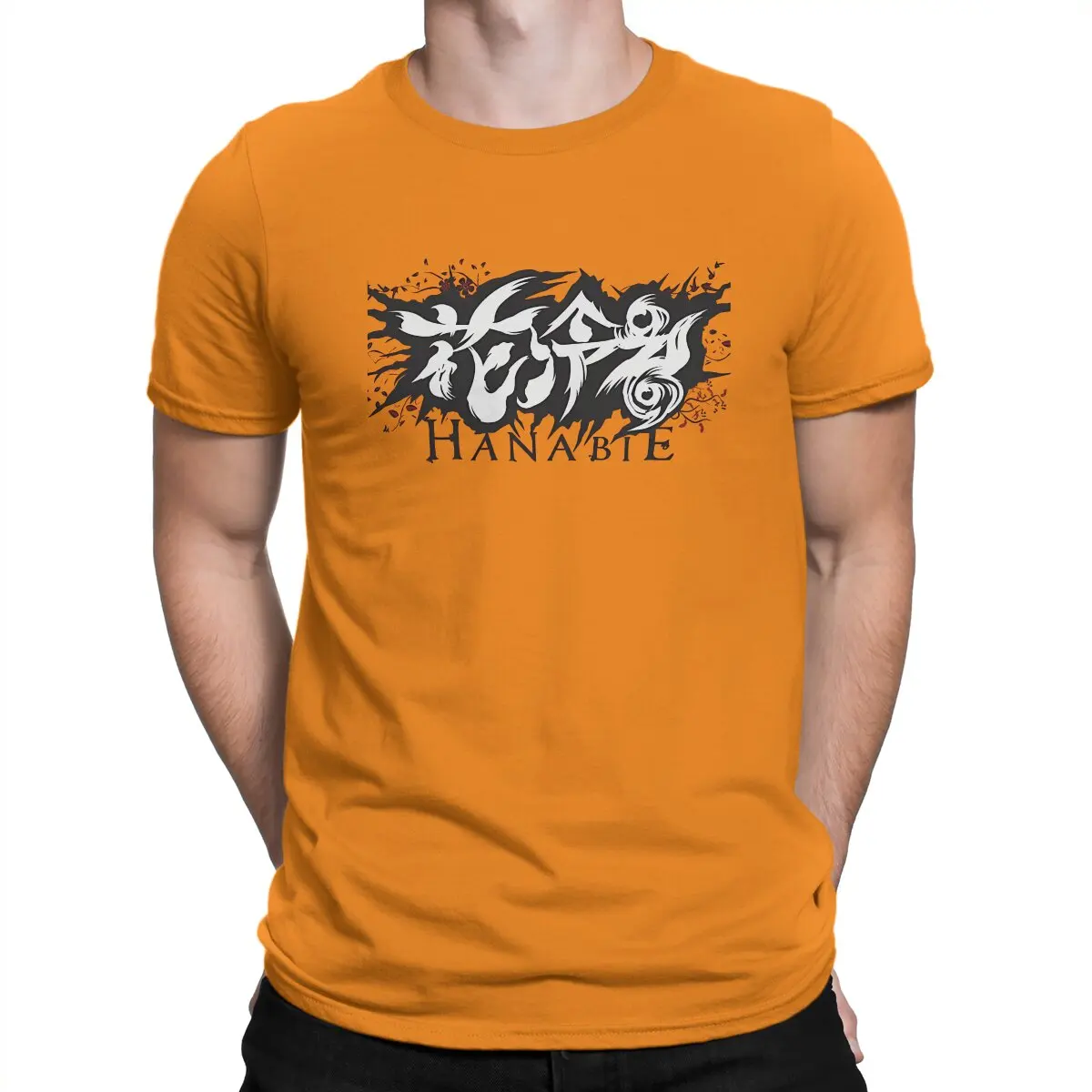 thumbnail image 1 of Camiseta de algodón con logotipo para hombre, novedosa, de manga corta, Hanabie, cuello redondo, ideal para regalar, 1 of 7