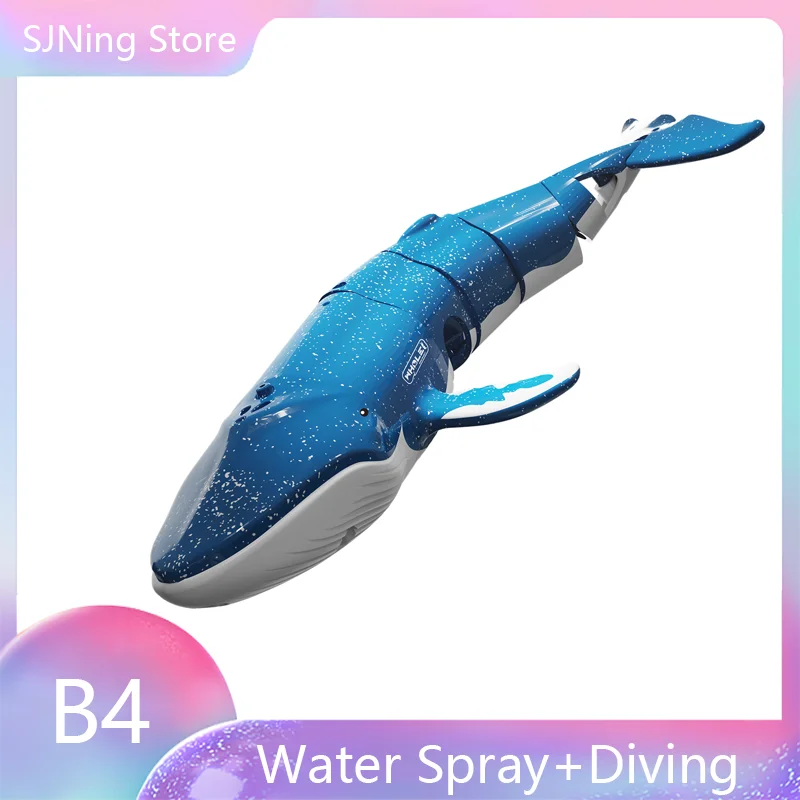 2.4Ghz Mini RC Electric Whale Water Spray And Diving Dual Motor Remote Control Animals Blue Gray Funny Toys Gifts Girls Boys 5