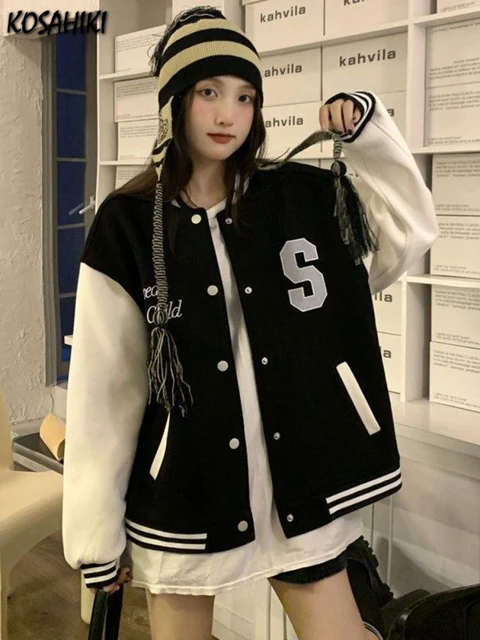 Autumn Harajuku Fashion Baseball Jacket Women Oversized Vintage Y2k  Streetwear Varsity Embroidery Jackets Korean Style Aesthetic - AliExpress