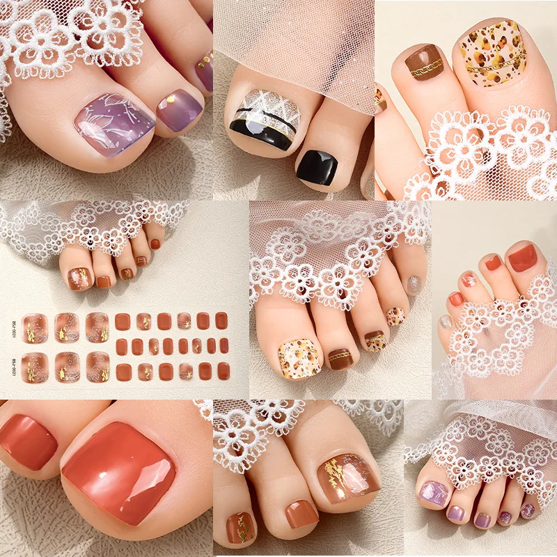 

26Tips Gel Nail Toe Strips UV LED Phototherapy Full Cover Semi Cured Gel Nail Sticker Manicure Decals Fashion Foot Patch