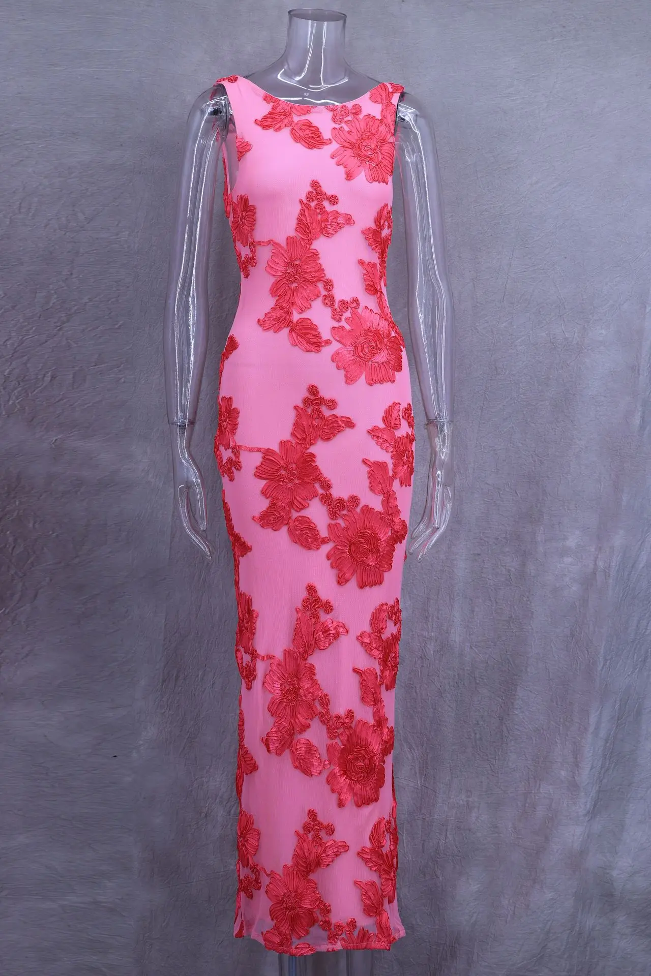Autumn Printed Female Long Dress Patchwork Sleeveless Slim Elegant Party Dress Contrast Beach Clothes Women's Dress