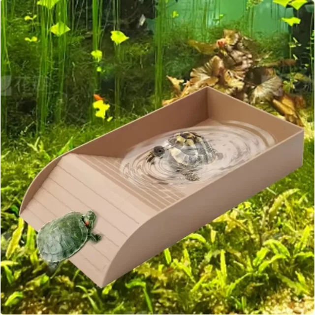 Reptile Bathing Pool Reptile Feeding Dish Water Bowl with Ramp Aquarium Ornament for Snake, Turtle, Bearded Dragon, Lizard Bath 6