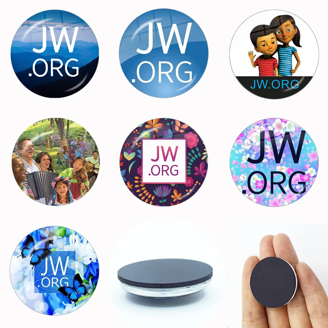 JW.ORG 하나님의 증인 냉장고 자석 30MM 유리 카보 숑 자석 냉장고 스티..