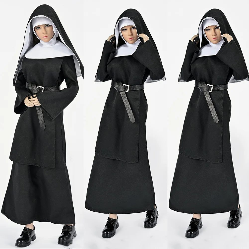 Zytoys Zy5050 1/6 Soldato Femminile Black Nun Robes Foulard Cintura Abiti Costume Cosplay Mission Per 12 "Action Figure Body Toys