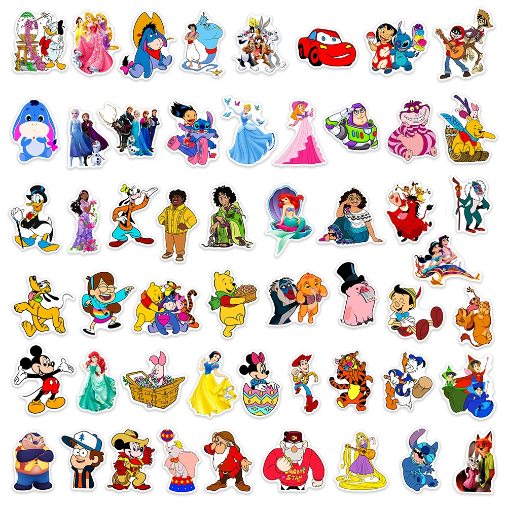 10/30/50/100pcs Disney Mix Character Cartoon Anime Stickers Cute Princess  Mickey Decals Laptop Phone Luggage Sticker Kid Toy - AliExpress