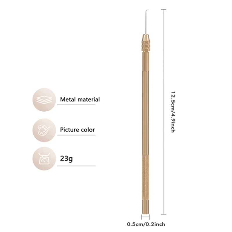 4Pcs Ventilating Needles +1 Brasss Holder Making/Repair Lace Wigs Toupee Hairpiece Wig Knotting Hook Sets Beaded Hook