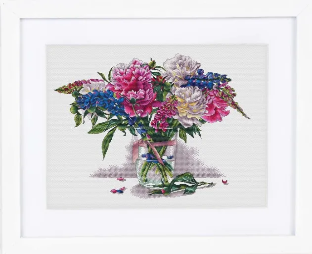 

Наборы для вышивки крестиком 11CT/14CT, набор для рукоделия, холст, хлопок, 24 букета в стеклянной банке 53-42