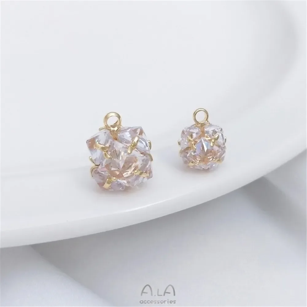

New diamond ball pendant 14K gold color set zircon ball pendant DIY flash zirconium ball pendant ornaments