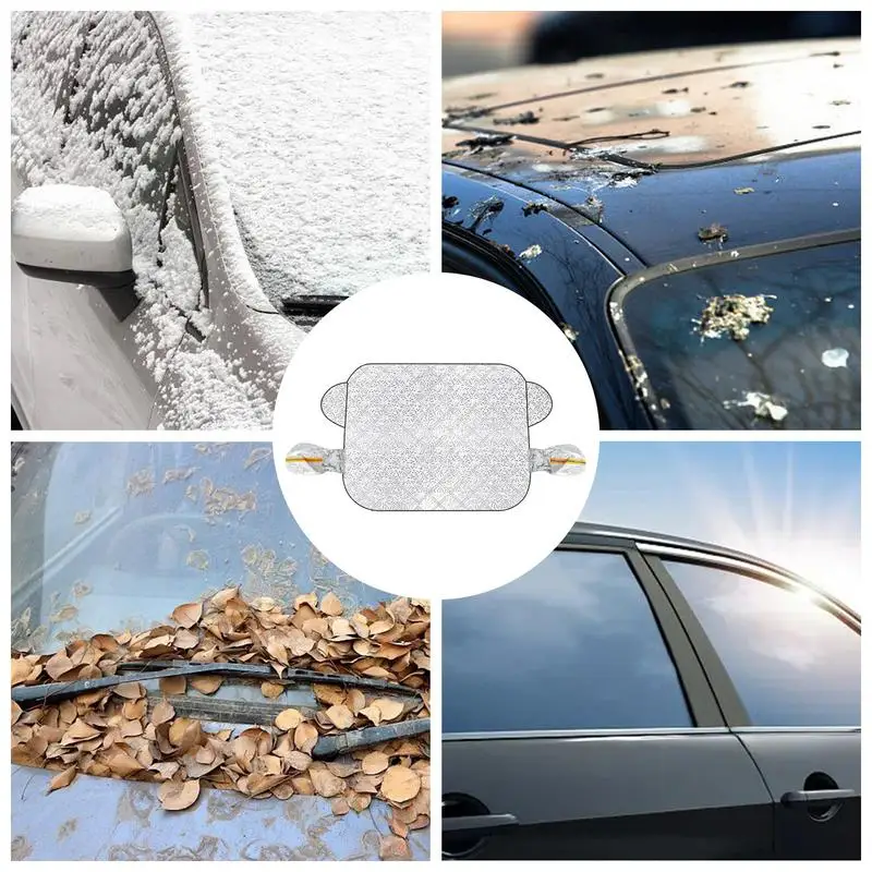 Windshield Snow Cover Car Sunshade Front Window Sun Visor Protection Wind Shield Cover With Wing Earmuffs On Both Sides car windshield snow shield