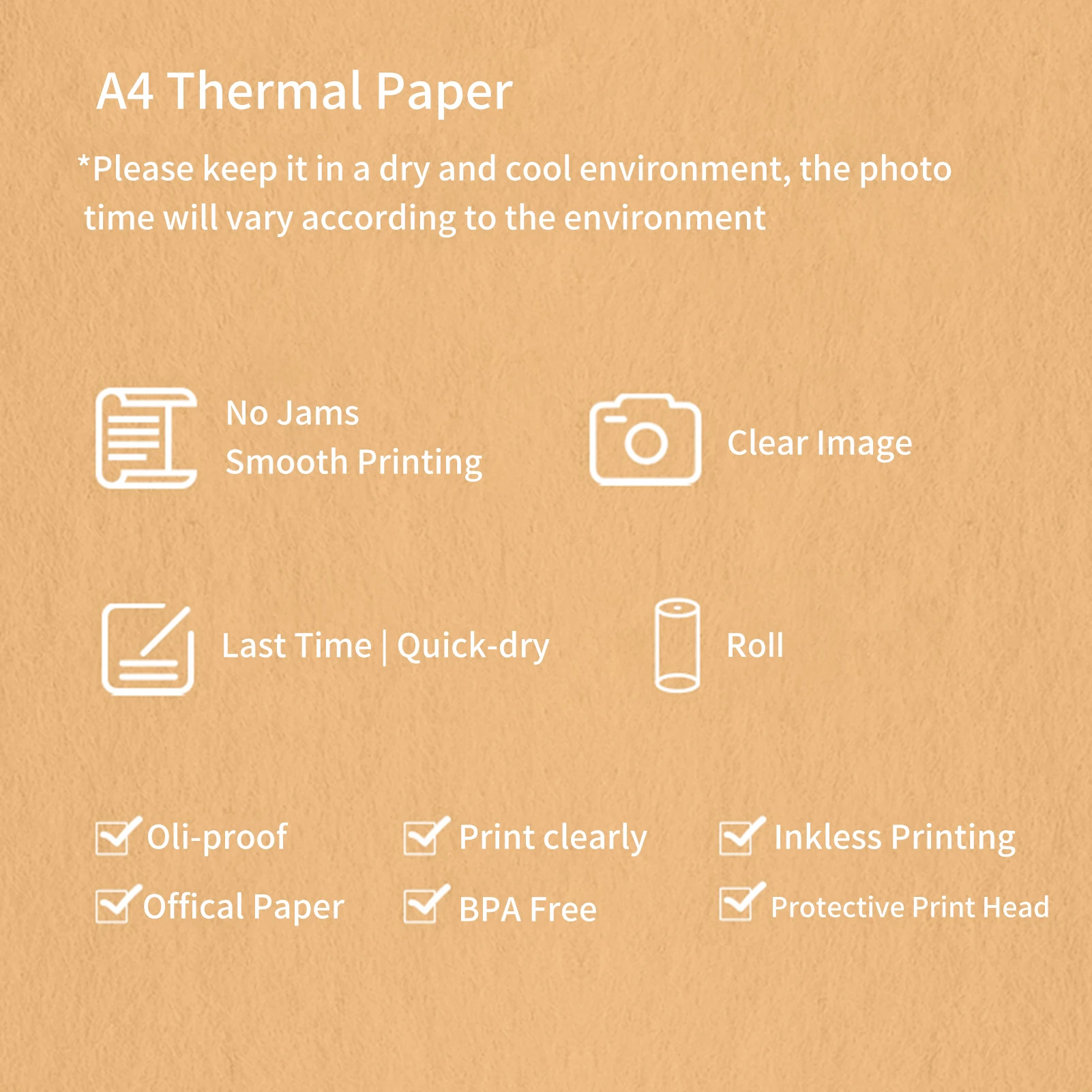 A4 감열지 속건성 내유성 저마찰성 평면 기능 지원 210x30mm 감열 프린터용 롤당 25매