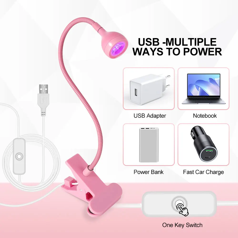 UV LED Nail Polish Drying Lamp Flexible Desk Clamp Mini USB Portable Nail Dryer for Gel Polish Professional Manicure Tools 3