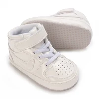 Spring and Autumn Baby Shoes Fashion Classic White PU High Top Sports Shoes Soft Sole Comfortable Casual Walking Shoes 3