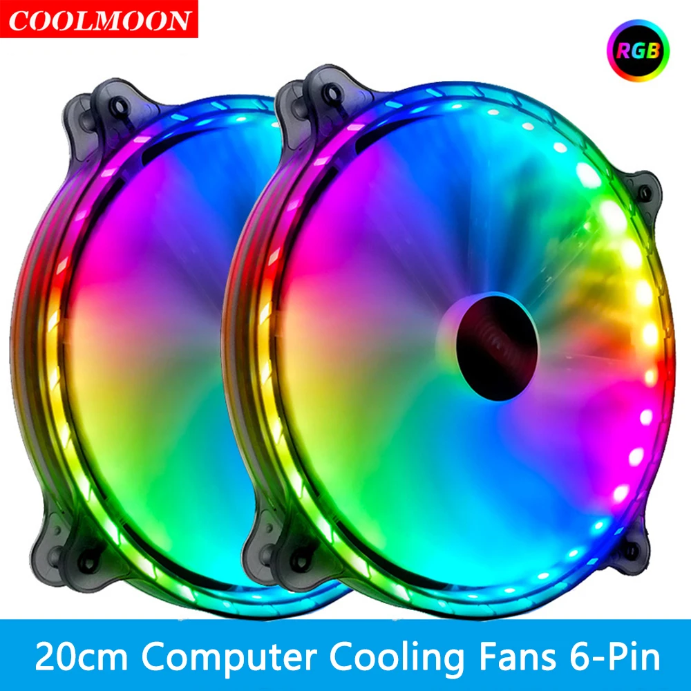 Coolmoon 20cm 6Pin RGB Cooling Fans DIY PC Case Accessories Computer