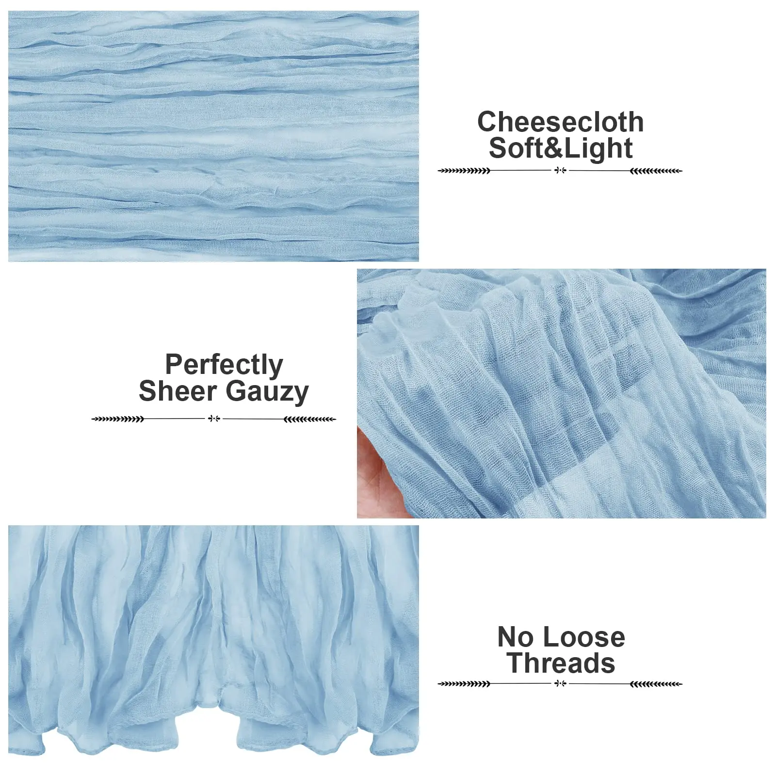10PCS Wholesale Gauze Table Runner Wedding Semi-Sheer Vintage Cheesecloth Dining Party Christmas Banquet Arches Cake Table Decor 4