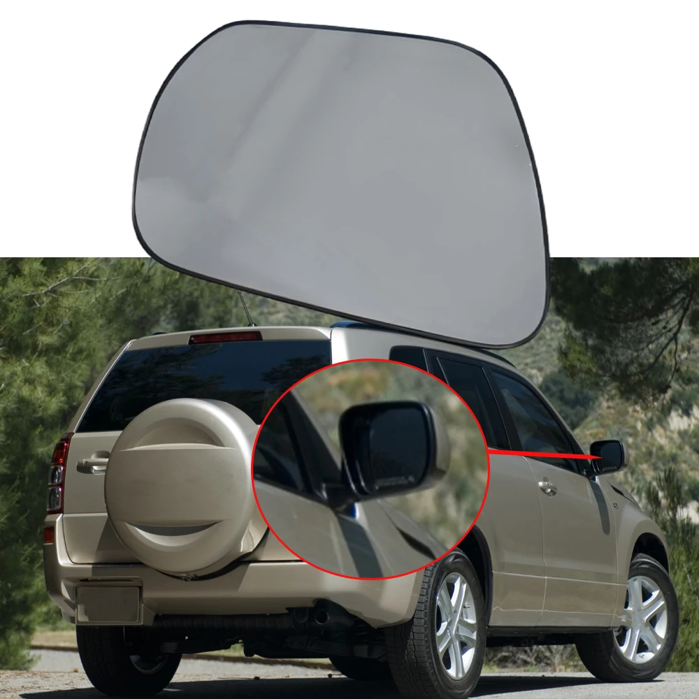 Suzuki Grand Vitara 2005-2015 용 기본 플레이트가있는 가열식 사이드 미러 유리 도어 윙 백미러 8474078 K30000 흰색 유리