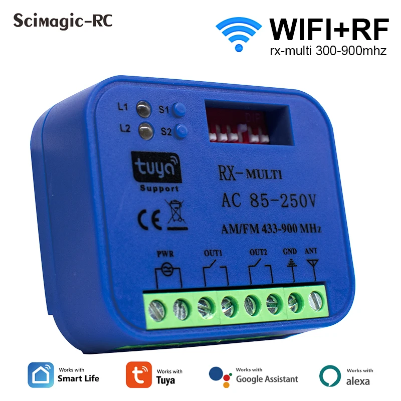 Scimagic Wifi Rx Multi Ricevitore Garage Gate Door Opener Tuya Smartlife 433Mhz 868Mhz 315Mhz Recettore Smart Garage Controller