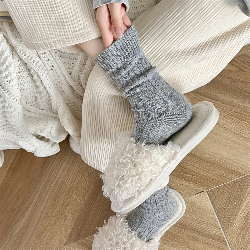Women Socks Winter Japanese Style Casual Crew Wool For Girls