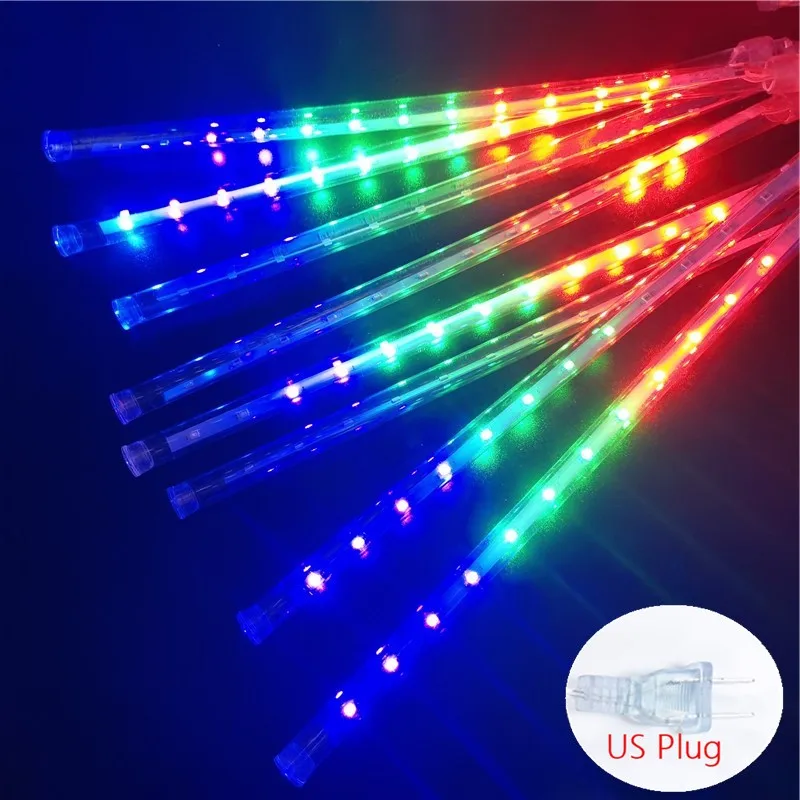 Guirnalda de luces LED de lluvia de meteoritos de 30/50 cm, decoración navideña para exteriores, bodas, calles y jardines, 32/24/12 tubos