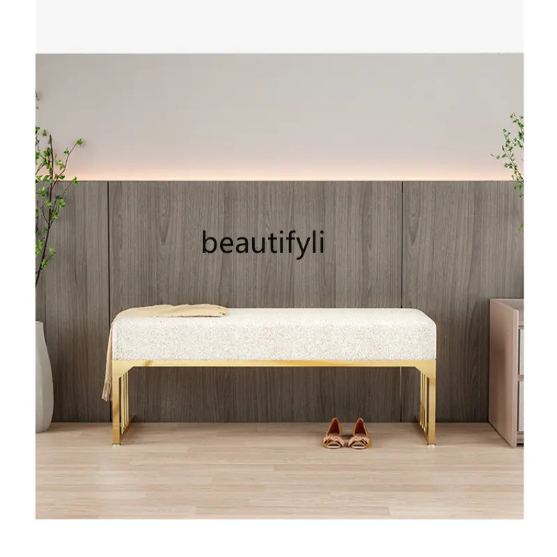 

yj Nordic Creative and Slightly Luxury Sofa Rest Stool Soft Bag Long Shoe Changing Stool Bed End Stool