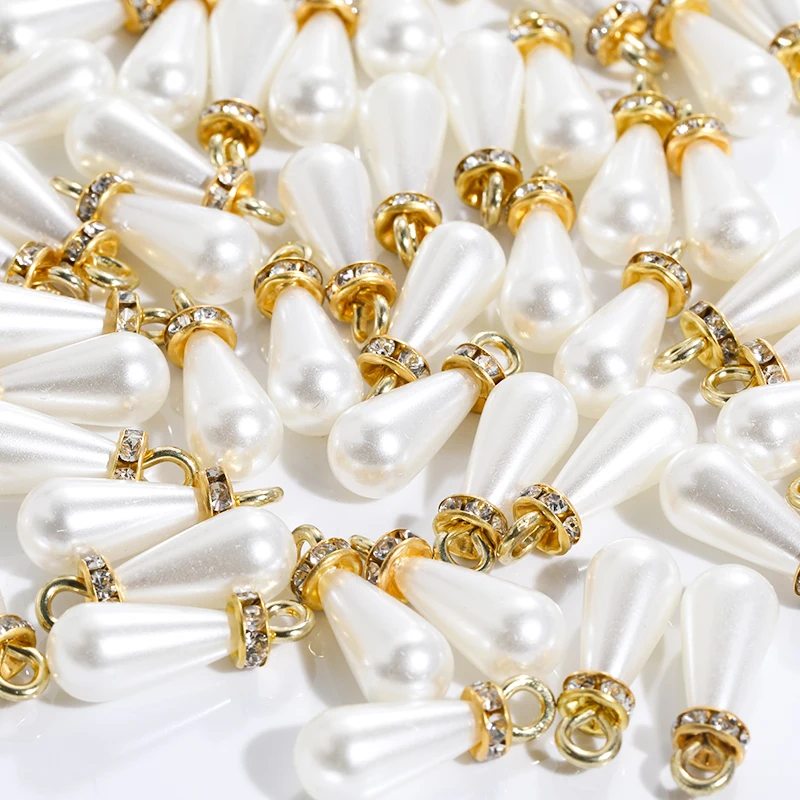 100pcs ABS Waterdrop Teardrop Pearls Pendants For Diy Earring Pendant Jewelry Findings Making Supplies Beads For Handicrafts Jewelry Making Supplies