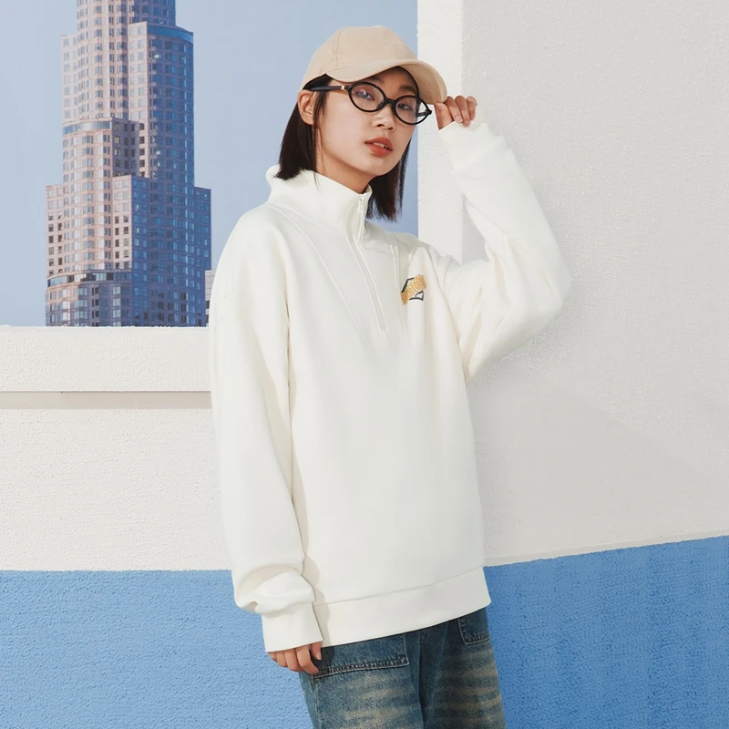 Xtep Pullover Sweater Male And Female Winter Stand-Up Collar