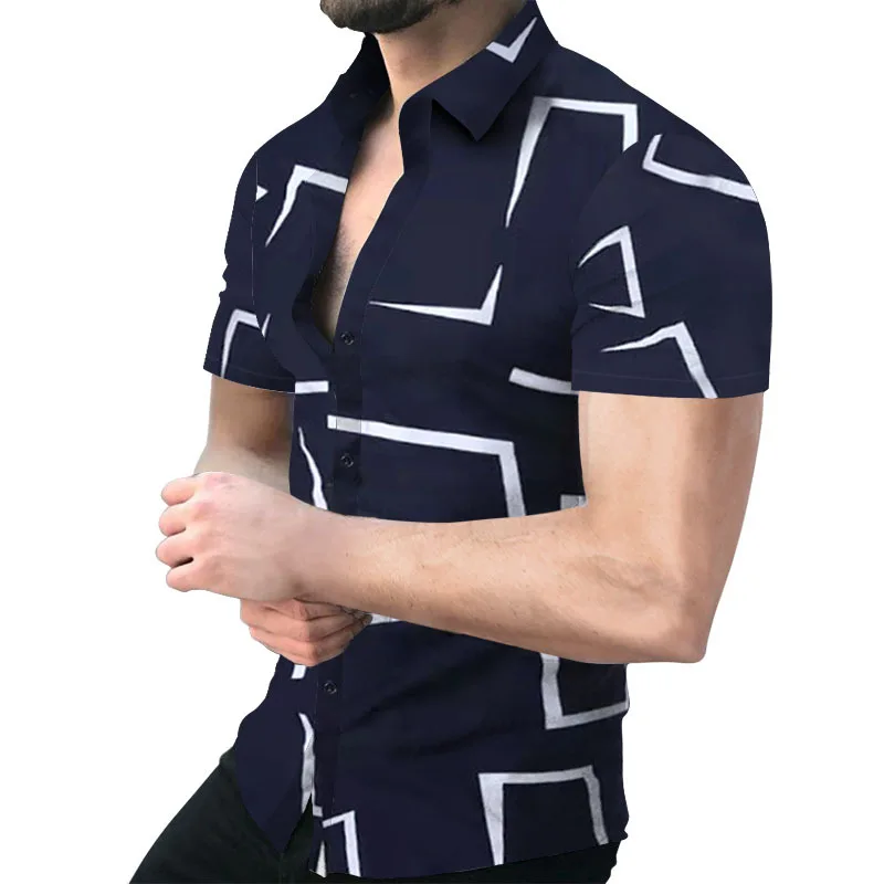 

New high quality fashion Polka Dot Casual short sleeve men's shirt Summer Beach Print party Business lapel men's top Streetwear