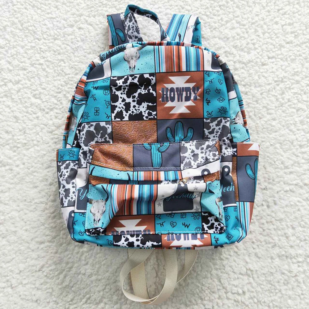 Wholesale Baby Kids Howdy Backpack Daypack Toddler Western Cactus Striped Outdoor Portable Children School Cow Print Bag 2