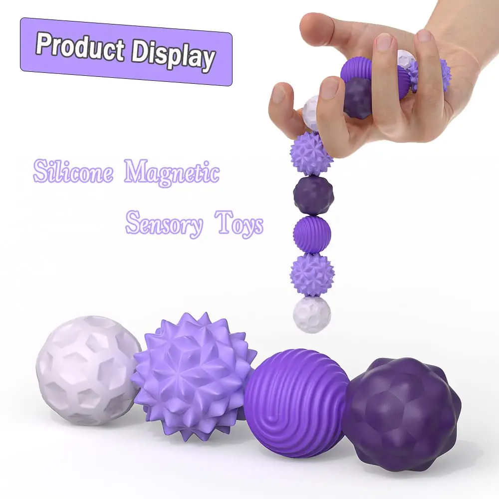 Magnetic Sensory Stress Relief Balls with Textured Silicone Shell