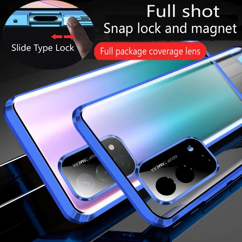Premium Double-Sided Tempered Glass Magnetic Phone Case with Full Lens Protection