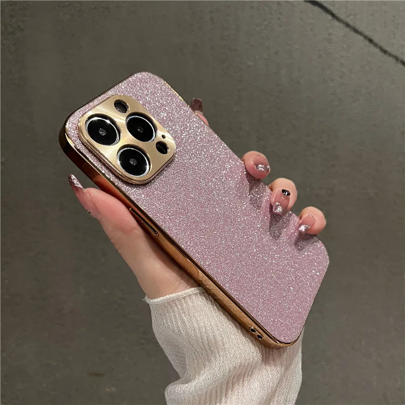 Luxurious Gold Plated Glitter Camera Protection Case with Shockproof Bumper