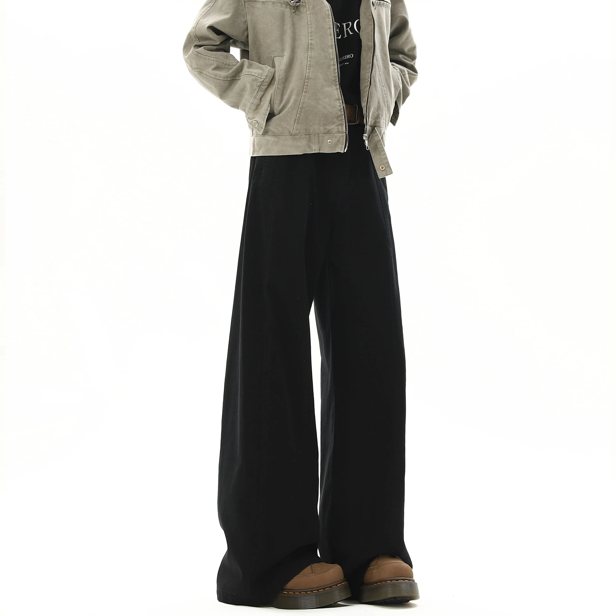 American Style Vintage Wide Leg Cargo Pants Men's Baggy Fashion High Street Overalls Coffee Streetwear Male Mopping Trousers casual pants