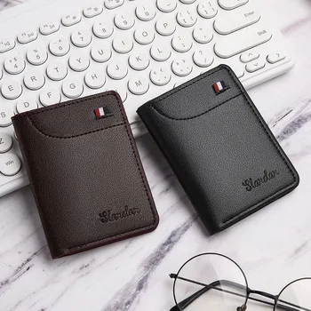 1Pc nuovo portafoglio morbido super sottile in pelle PU mini portafoglio porta carte di credito porta carte portafoglio da uomo sottile piccolo portafogli in pelle corta 1