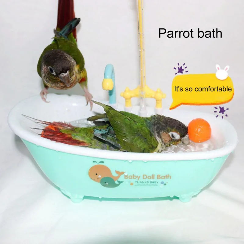 

Parrot Automatic Bathtub Toy with Faucet Washing Parakeets Budgie Cockatiel Conure Parrot Bath Box Basin Bird Shower Supplies