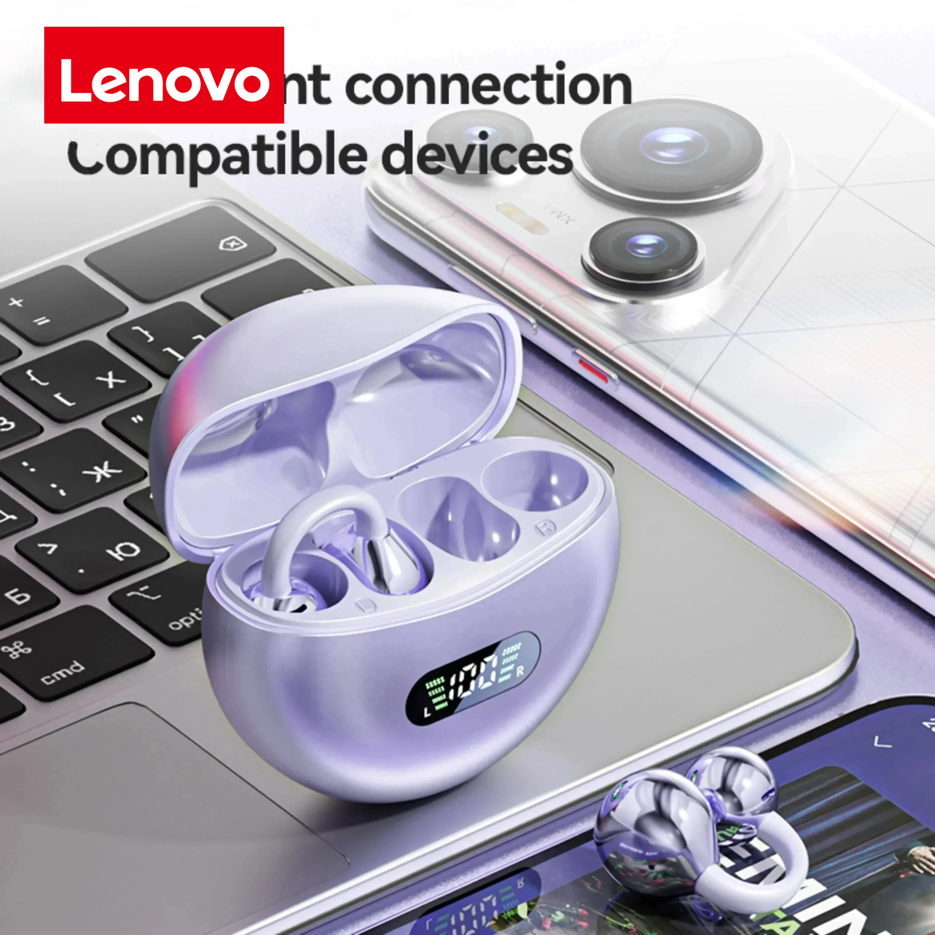 Lenovo Original M79 Earbud Wireless Bluetooth Earphones Open Ear Clip Sport Earphones Bluetooth 5.4 Headphone For Android iOS