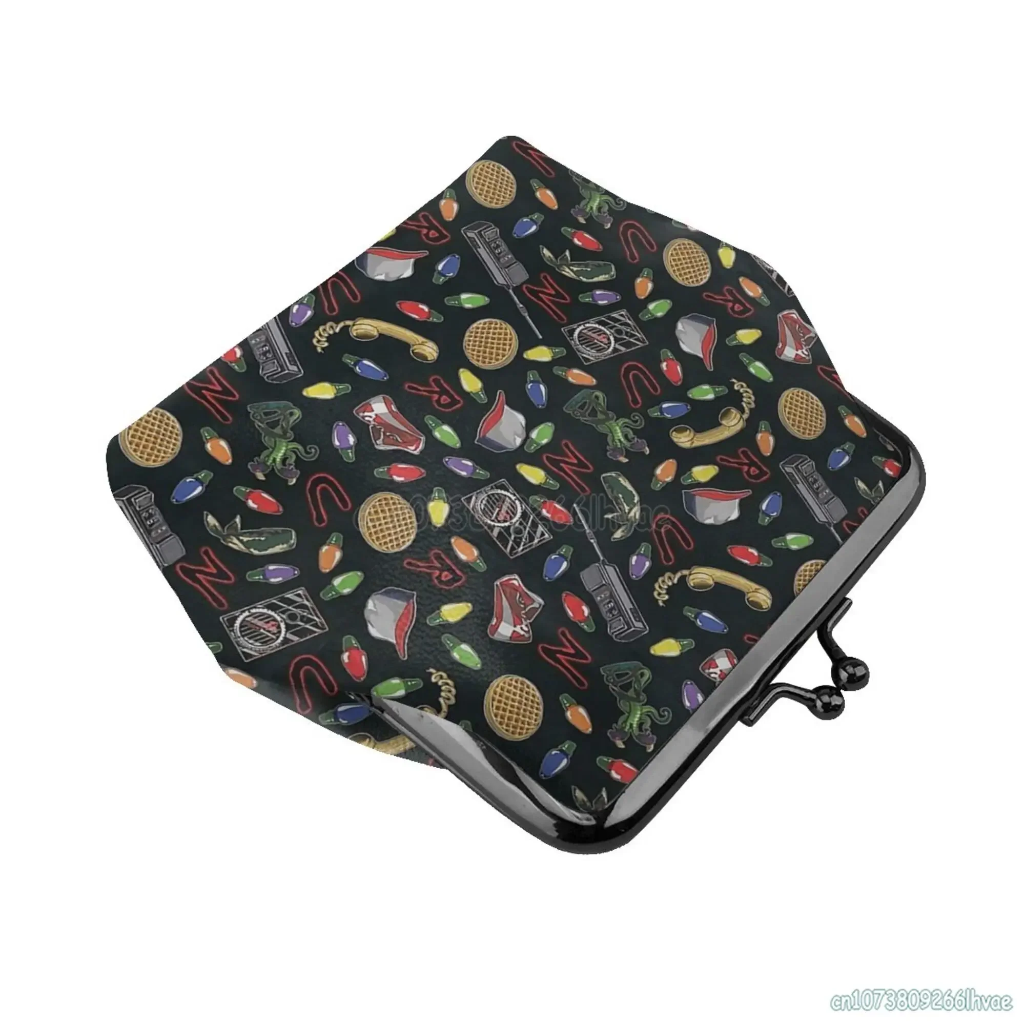 Stranger Things Leather Coin Purse Small Kiss-Lock Change Pouch Clasp Closure Buckle Wallet for Women Girl
