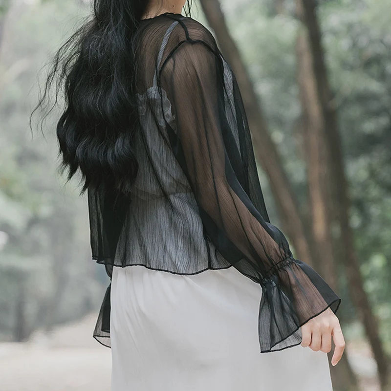 Apricot White Black Women Long Sleeve Open Front Sheer Bolero Chiffon Shrug Cardigan Wrap For Wedding Party Dress Cape Cover Up wedding shawl
