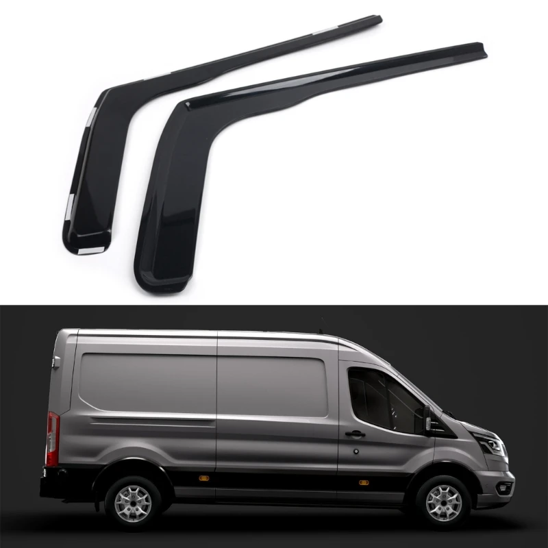 Side Window Wind Deflectors 1 Pair for TRANSIT MK8 2014-Up Exterior Mount Window Vent Visors Rain Guards Rain Shield GTWS