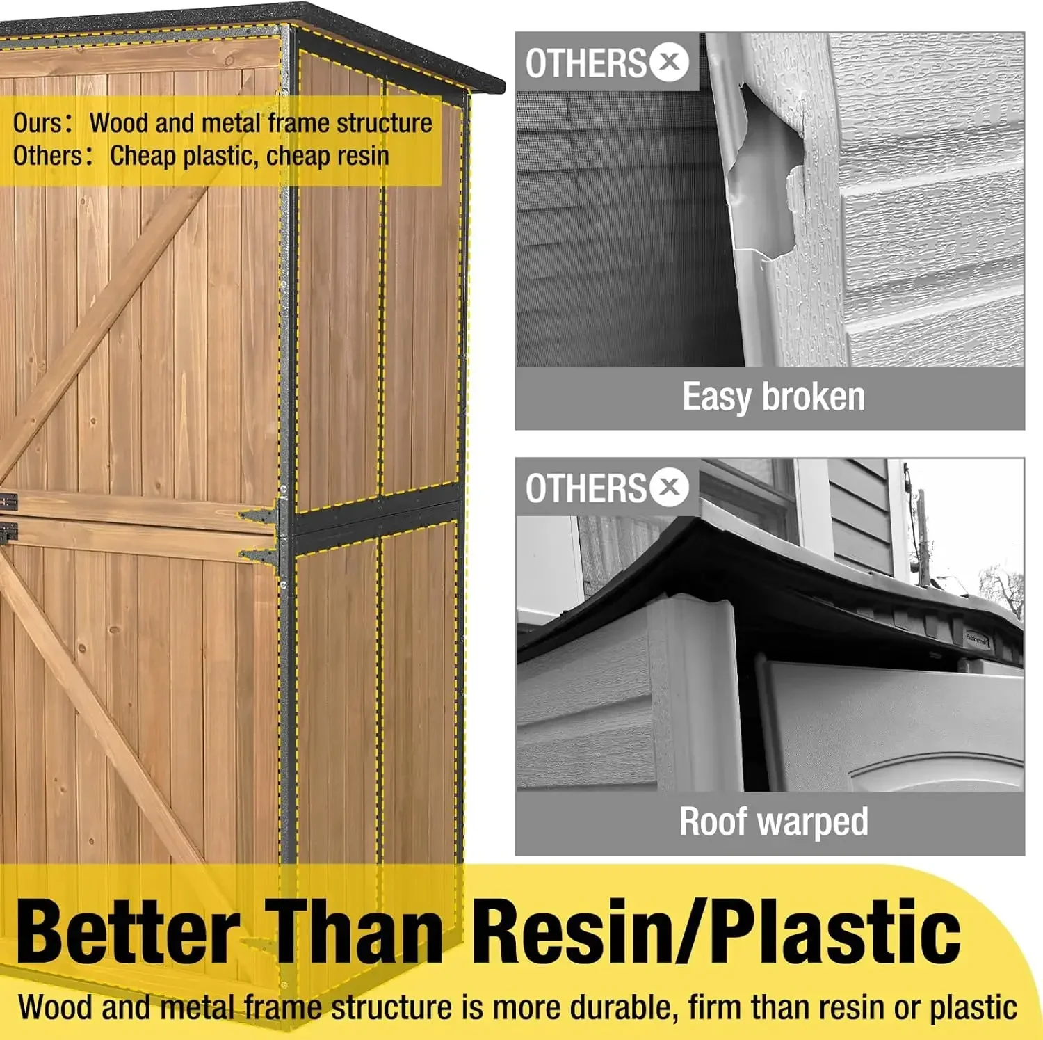 Outdoor Storage Shed Upgraded with Strong Metal Frame Garden Tool Shed Storage House Cabinet with Adjustable Shelfs 4
