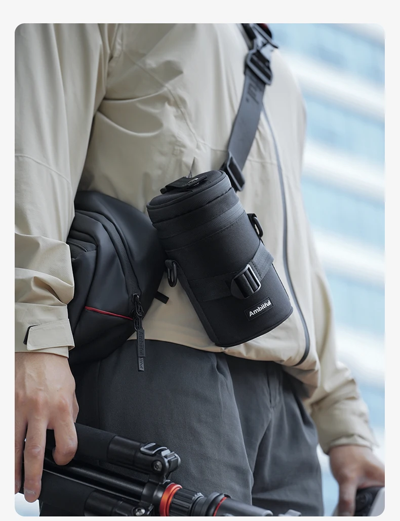 NEUE AMBITFUL Kameraobjektivtasche Kordelzugtasche mit S M L XL Größe für Canon Sony Nikon DSLR Kameraobjektiv-Fasshülle mit Haken – Detail 35